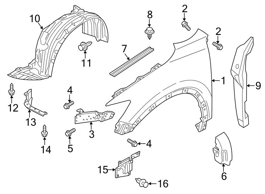 Diagram FENDER & COMPONENTS. for your 2021 Mazda CX-5 2.5L SKYACTIV A/T FWD Touring Sport Utility 