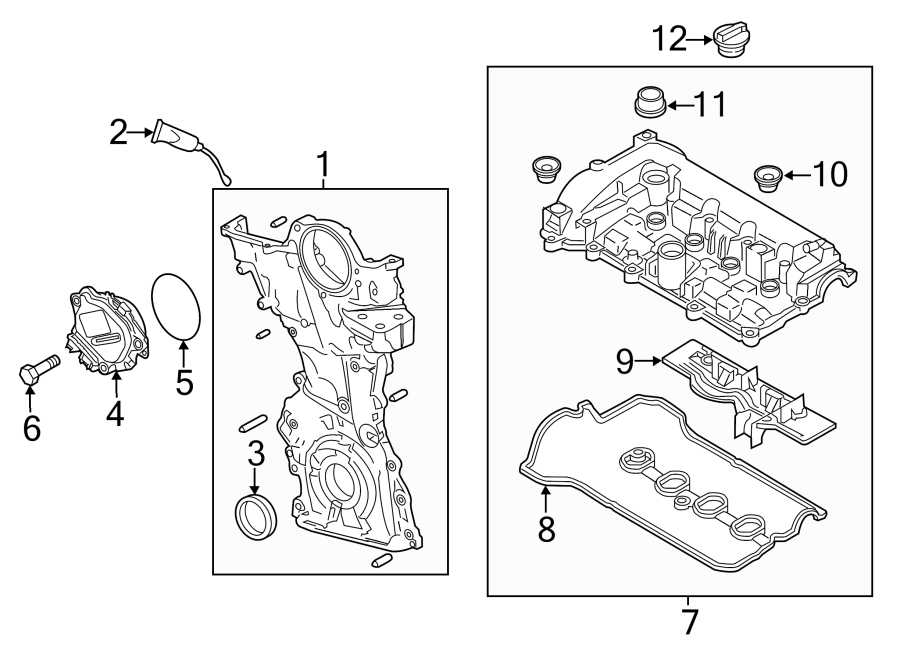 Diagram ENGINE / TRANSAXLE. VALVE & TIMING COVERS. for your Mazda