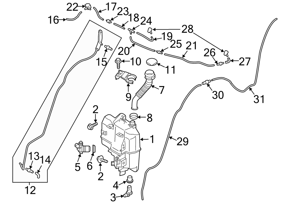 Diagram WINDSHIELD. WASHER COMPONENTS. for your 2018 Mazda MX-5 Miata   