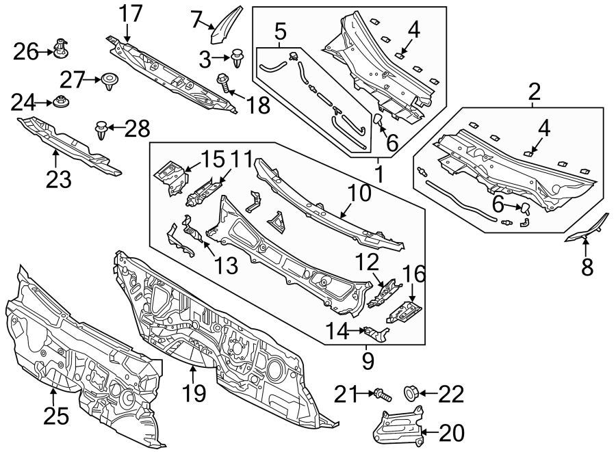 Diagram COWL. for your 2021 Mazda CX-5 2.5L SKYACTIV A/T AWD Carbon Edition Sport Utility 