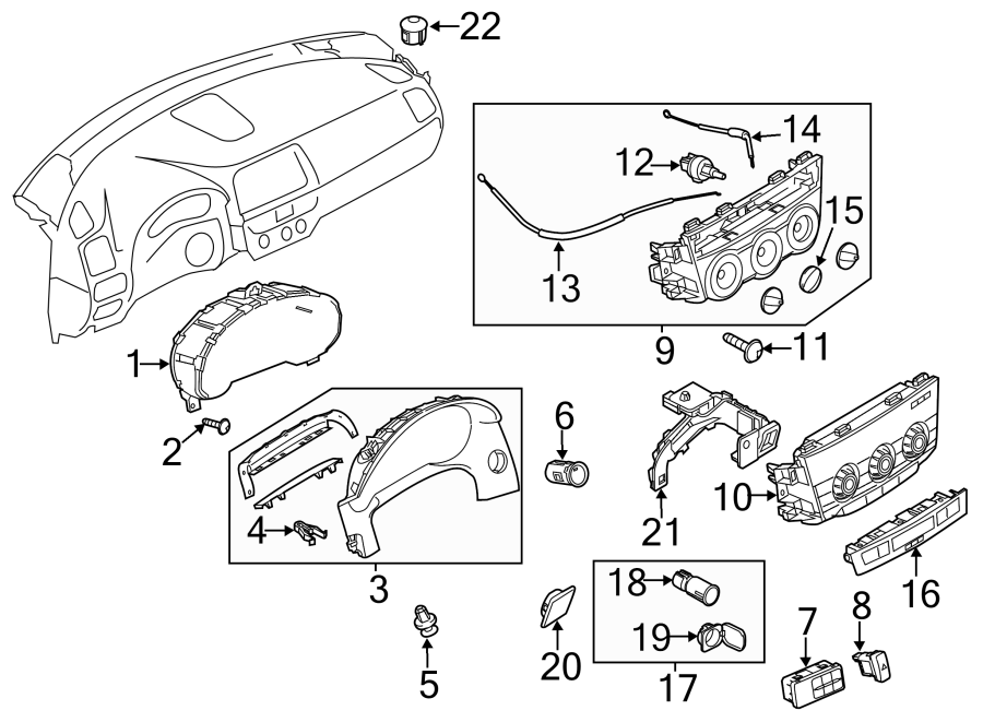 Diagram INSTRUMENT PANEL. CLUSTER & SWITCHES. for your Mazda B2500  