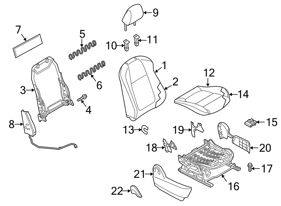 Diagram SEATS & TRACKS. FRONT SEAT COMPONENTS. for your 2019 Mazda CX-5 2.5L SKYACTIV A/T FWD Sport Sport Utility 