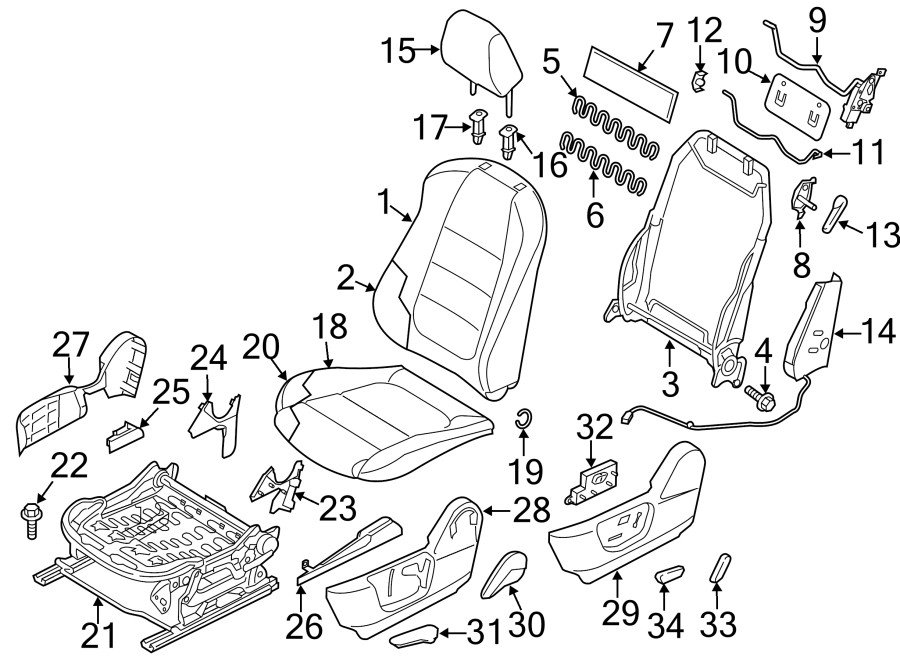 Diagram SEATS & TRACKS. FRONT SEAT COMPONENTS. for your 2021 Mazda MX-5 Miata 2.0L SKYACTIV A/T Grand Touring Convertible 