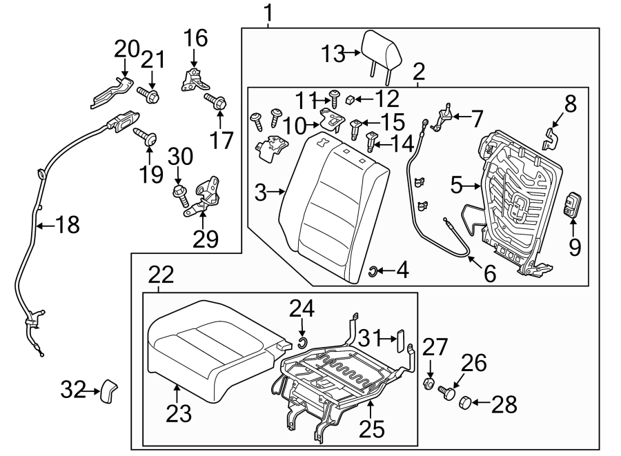 Diagram SEATS & TRACKS. SECOND ROW SEATS. for your Mazda