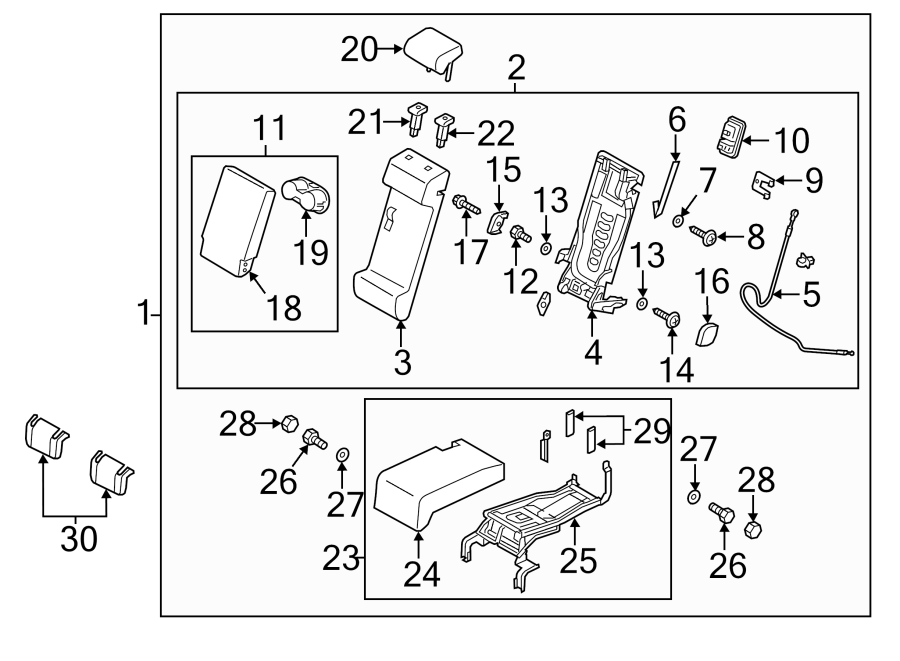 Diagram SEATS & TRACKS. SECOND ROW SEATS. for your 2022 Mazda CX-5 2.5L SKYACTIV A/T AWD 2.5 S Carbon Edition Sport Utility 