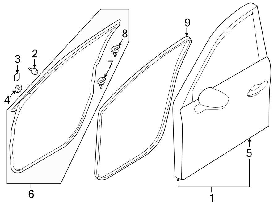 Diagram FRONT DOOR. DOOR & COMPONENTS. for your Mazda