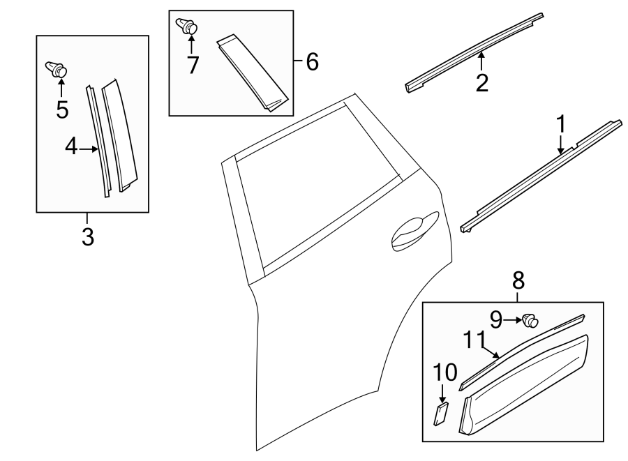 Diagram REAR DOOR. EXTERIOR TRIM. for your Mazda CX-5  