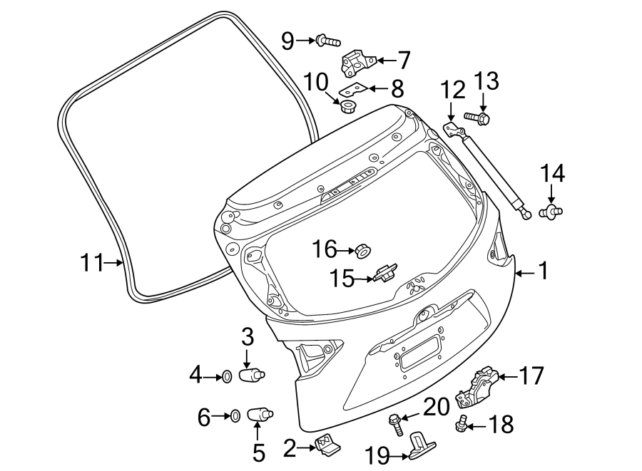 Diagram LIFT GATE. GATE & HARDWARE. for your 2023 Mazda MX-5 Miata  Grand Touring Convertible 