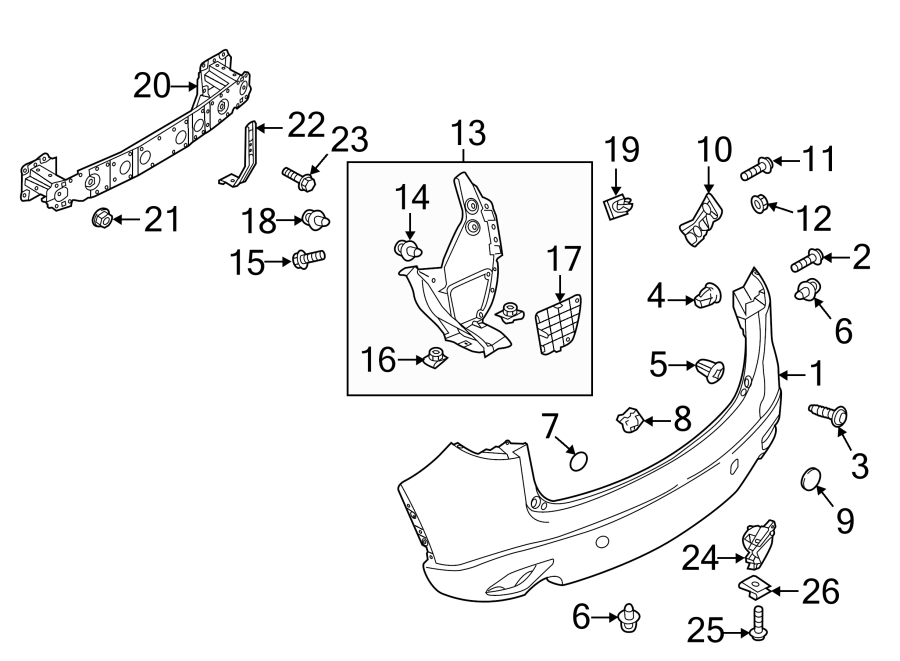 Diagram REAR BUMPER. BUMPER & COMPONENTS. for your Mazda CX-5  