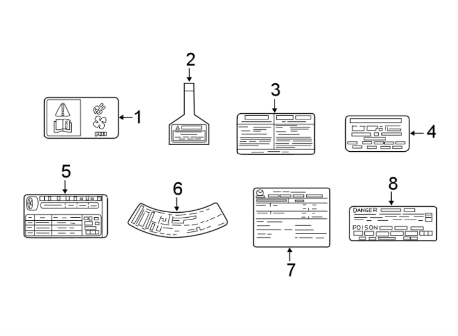 Diagram INFORMATION LABELS. for your 2023 Mazda CX-5  2.5 Turbo Signature Sport Utility 