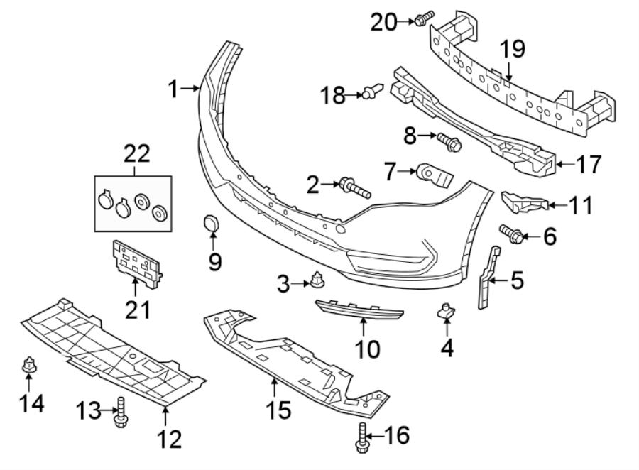 Diagram FRONT BUMPER & GRILLE. BUMPER & COMPONENTS. for your 2021 Mazda CX-5  Sport Sport Utility 