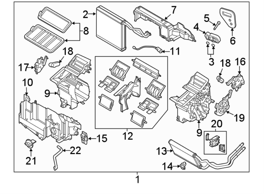 Diagram AIR CONDITIONER & HEATER. EVAPORATOR & HEATER COMPONENTS. for your 2023 Mazda CX-50   