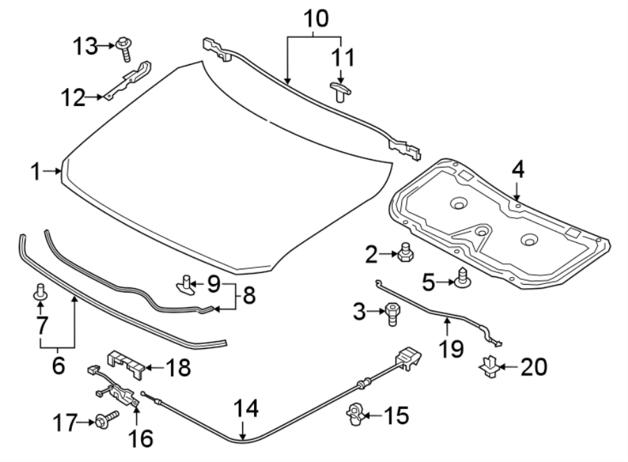 Diagram HOOD & COMPONENTS. for your 2009 Mazda CX-7   