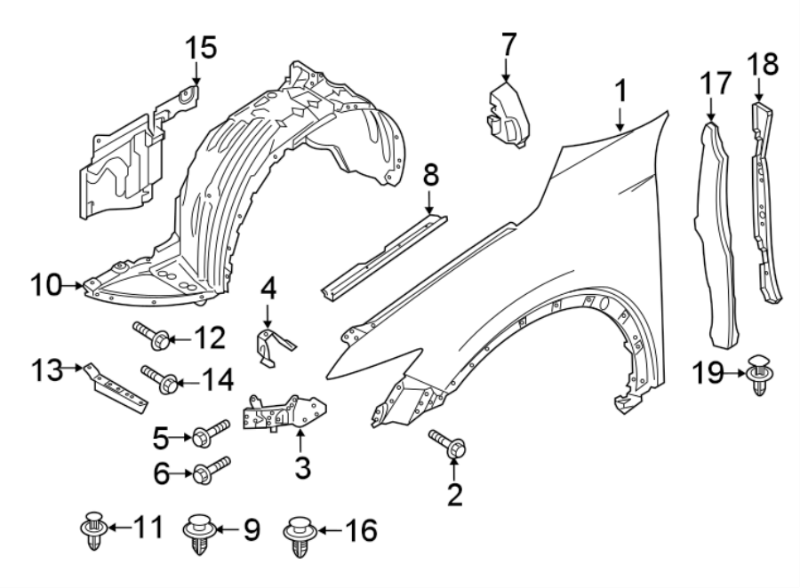 Diagram FENDER & COMPONENTS. for your 2019 Mazda CX-5  Touring Sport Utility 