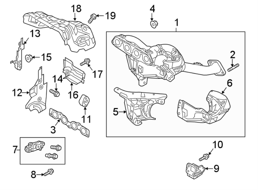 Diagram EXHAUST SYSTEM. MANIFOLD. for your 2009 Mazda CX-7  Touring Sport Utility 