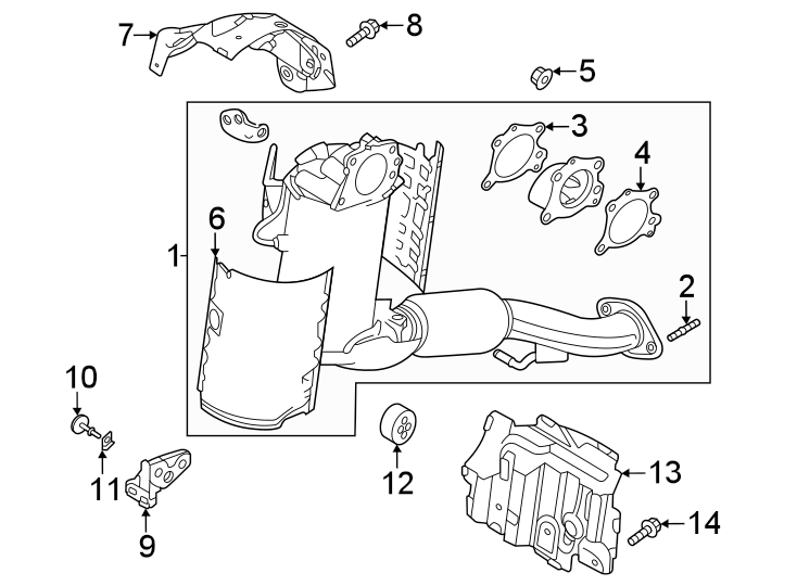 Diagram EXHAUST SYSTEM. MANIFOLD. for your 2009 Mazda CX-7  Touring Sport Utility 