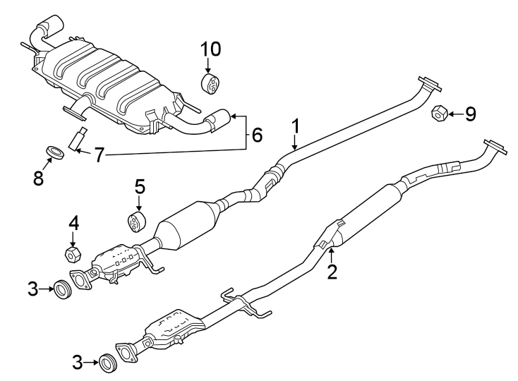 Diagram EXHAUST SYSTEM. EXHAUST COMPONENTS. for your 2021 Mazda CX-5 2.5L SKYACTIV A/T AWD Carbon Edition Sport Utility 