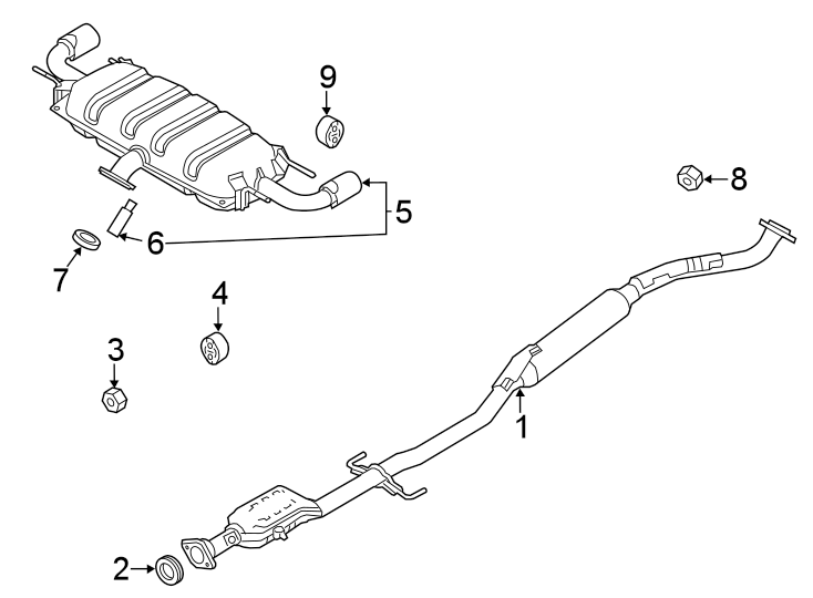 Diagram EXHAUST SYSTEM. EXHAUST COMPONENTS. for your 2021 Mazda CX-5 2.5L SKYACTIV A/T AWD Carbon Edition Sport Utility 