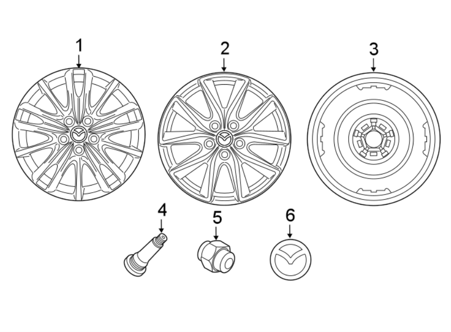 Diagram WHEELS. COVERS & TRIM. for your 2018 Mazda CX-5 2.5L SKYACTIV A/T AWD Touring Sport Utility 