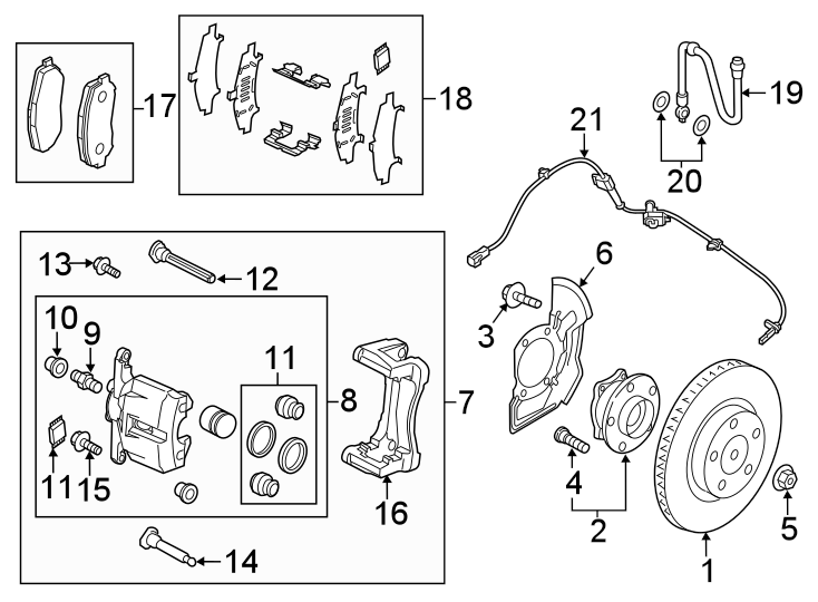 Diagram FRONT SUSPENSION. BRAKE COMPONENTS. for your 2021 Mazda CX-5  Touring Sport Utility 