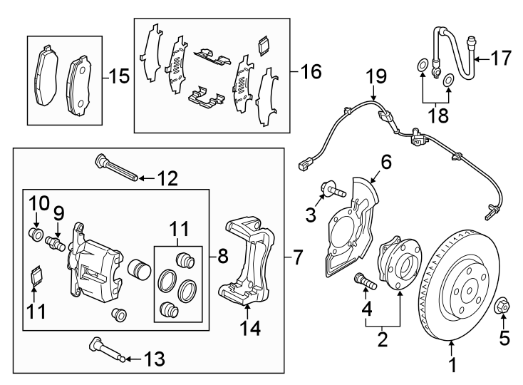 Diagram FRONT SUSPENSION. BRAKE COMPONENTS. for your Mazda