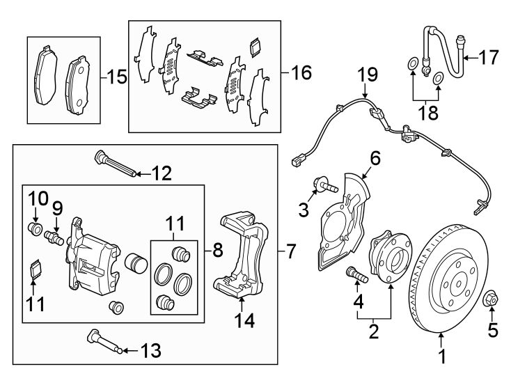 Diagram FRONT SUSPENSION. BRAKE COMPONENTS. for your 2018 Mazda CX-5  Grand Touring Sport Utility 