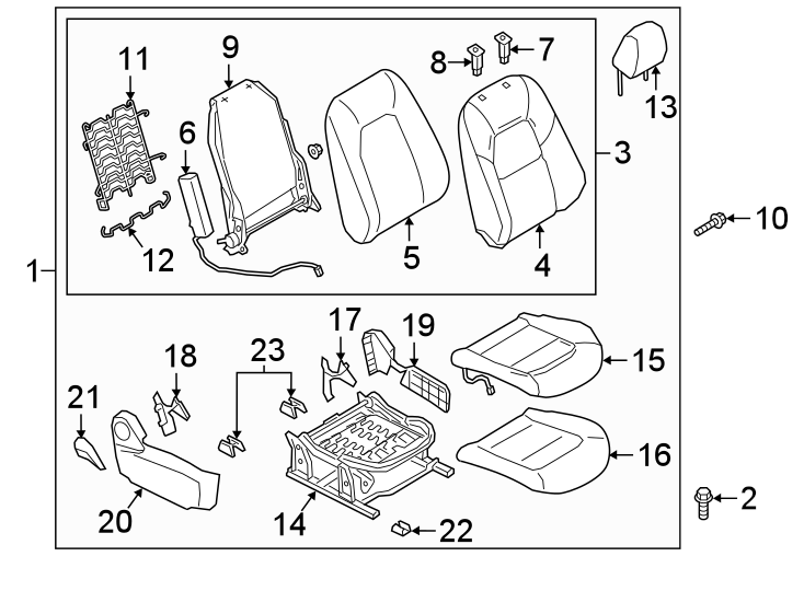 Diagram SEATS & TRACKS. PASSENGER SEAT COMPONENTS. for your 2019 Mazda CX-5 2.5L SKYACTIV A/T FWD Sport Sport Utility 