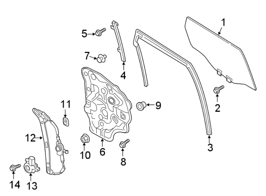 Diagram REAR DOOR. GLASS & HARDWARE. for your 2020 Mazda CX-5 2.5L SKYACTIV A/T FWD Touring Sport Utility 