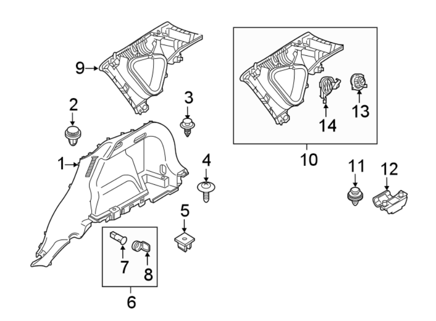 Diagram QUARTER PANEL. INTERIOR TRIM. for your Mazda