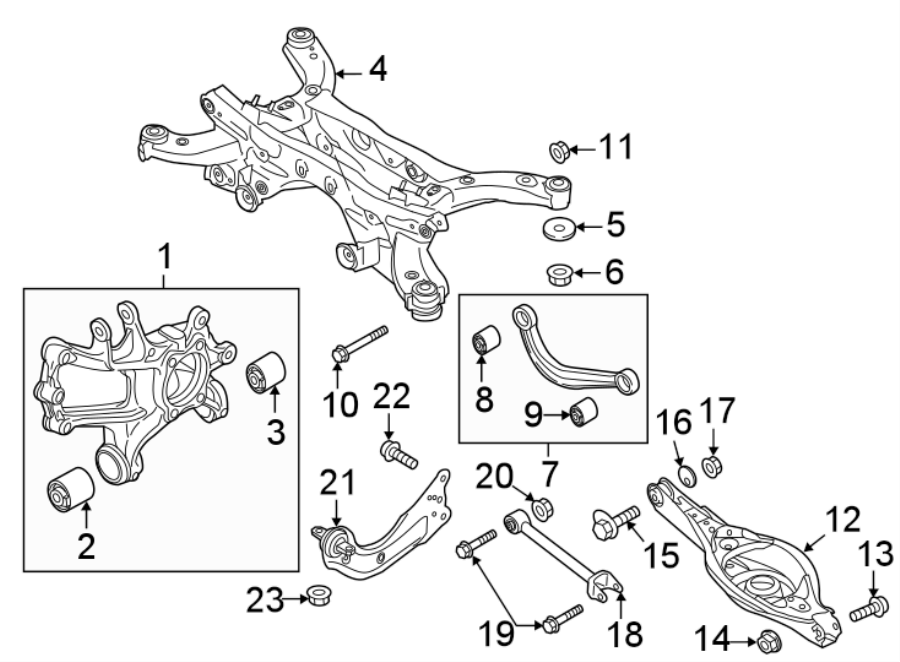 Diagram REAR SUSPENSION. SUSPENSION COMPONENTS. for your 2023 Mazda CX-5  2.5 Turbo Sport Utility 