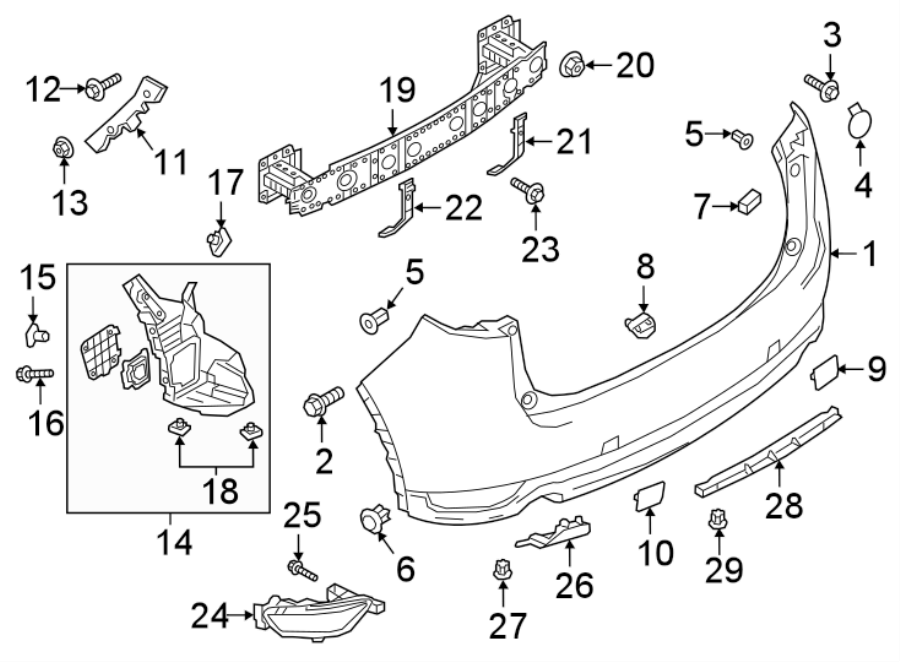 Diagram REAR BUMPER. BUMPER & COMPONENTS. for your 2021 Mazda CX-5  Sport Sport Utility 