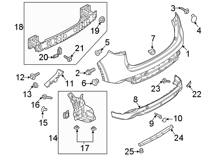 Diagram Rear bumper. Bumper & components. for your 2024 Mazda CX-5  2.5 Turbo Sport Utility 