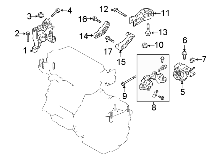 Diagram Engine / transaxle. Engine & TRANS mounting. for your 2009 Mazda MX-5 Miata   