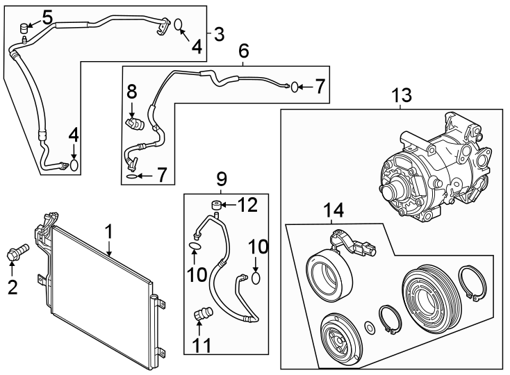 Diagram Air conditioner & heater. Compressor & lines. Condenser. for your 2017 Mazda MX-5 Miata  Club Convertible 