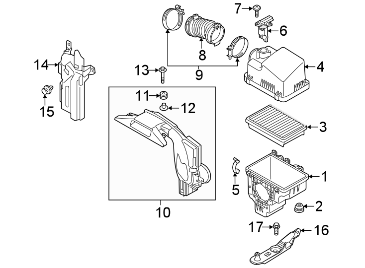 Diagram Engine / transaxle. Air intake. for your 2017 Mazda MX-5 Miata  RF Grand Touring Convertible 