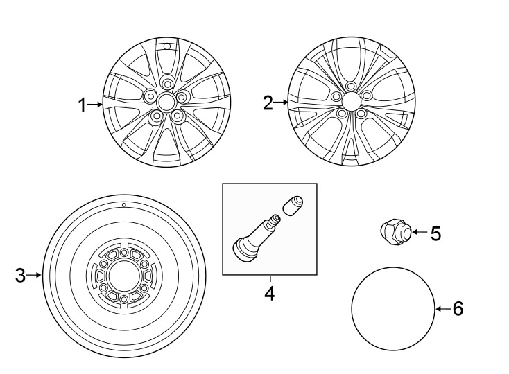 Diagram Wheels. Covers & trim. for your 2013 Mazda CX-5  Sport Sport Utility 