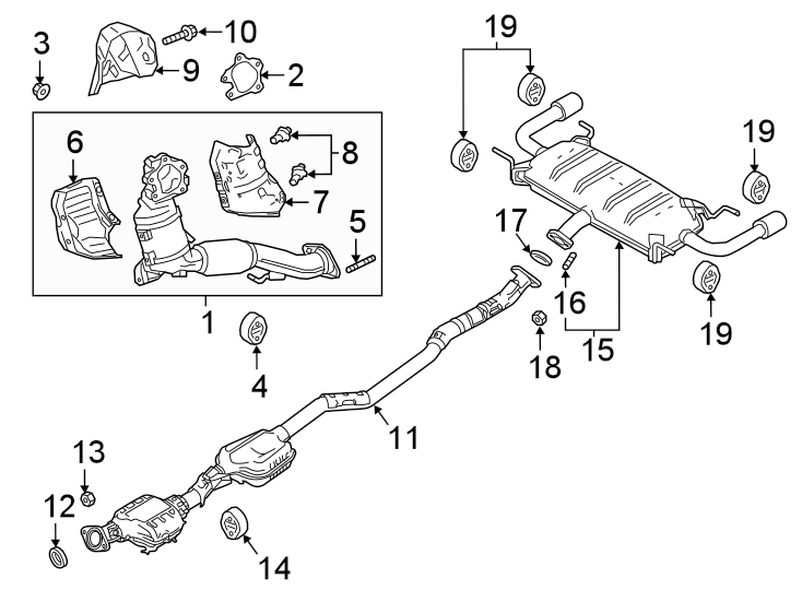 Diagram Exhaust system. Exhaust components. for your 2009 Mazda CX-7  Touring Sport Utility 