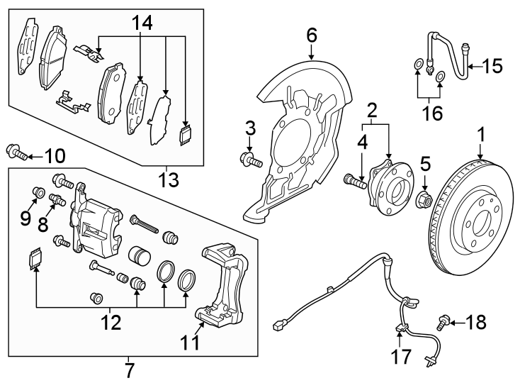 Diagram Front suspension. Brake components. for your 2022 Mazda CX-5  2.5 Turbo Signature Sport Utility 