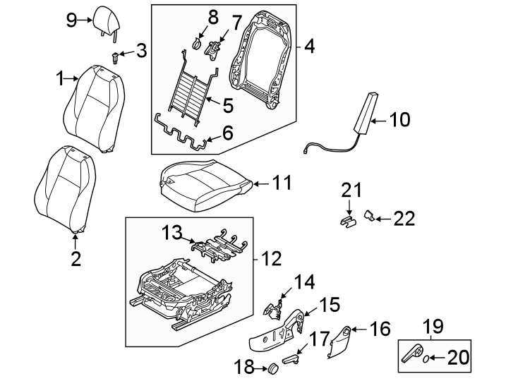 Diagram Seats & tracks. Driver seat components. for your 2019 Mazda CX-5 2.5L SKYACTIV A/T FWD Sport Sport Utility 