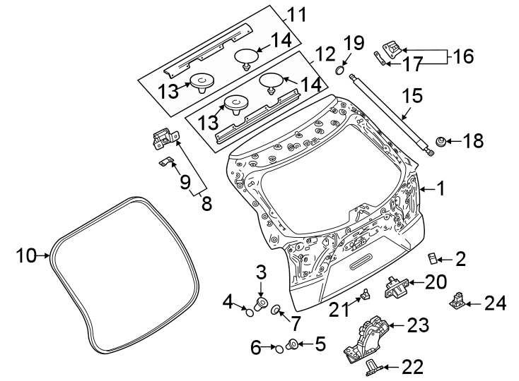 Diagram Lift gate. Gate & hardware. for your 2015 Mazda MX-5 Miata   