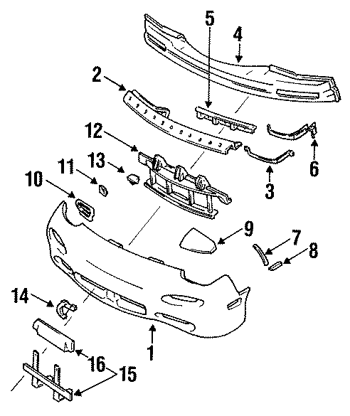 Diagram FRONT BUMPER. BUMPER & COMPONENTS. for your 1994 Mazda B2300   