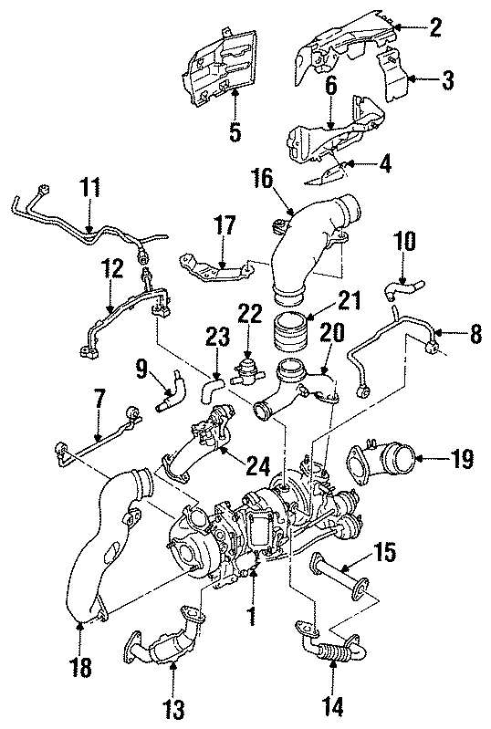 Diagram EXHAUST SYSTEM. TURBOCHARGER. for your Mazda