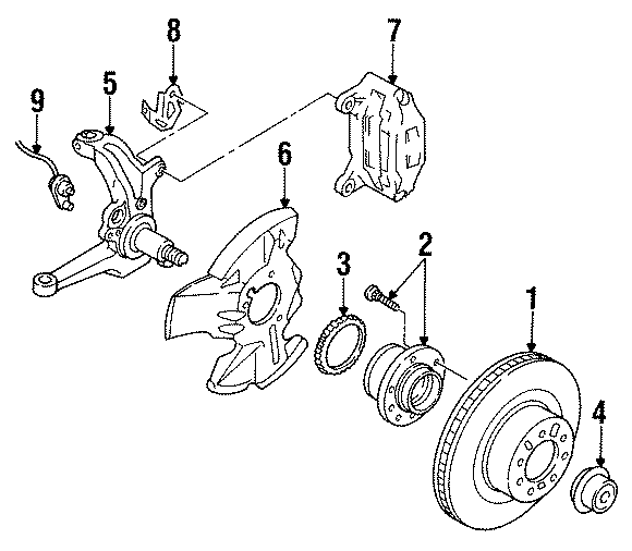 Diagram FRONT SUSPENSION. BRAKE COMPONENTS. for your Mazda CX-9  