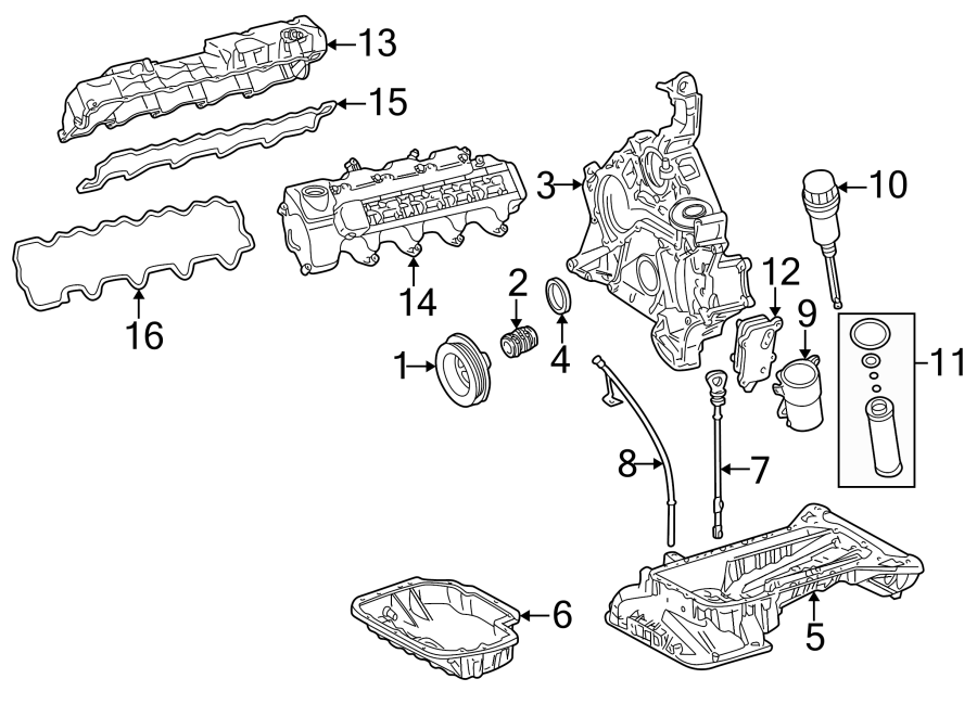 Diagram ENGINE PARTS. for your Mercedes-Benz SL55 AMG  