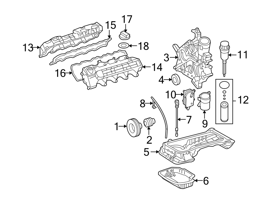 Diagram ENGINE PARTS. for your Mercedes-Benz SL55 AMG  