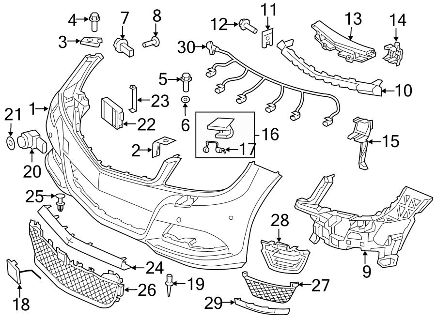 1FRONT BUMPER. BUMPER & COMPONENTS.https://images.simplepart.com/images/parts/motor/fullsize/5777660.png