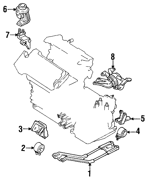 Diagram ENGINE / TRANSAXLE. ENGINE MOUNTING. for your 1991 Mazda Navajo   