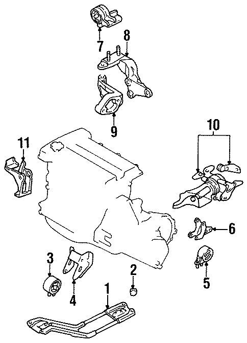 Diagram ENGINE / TRANSAXLE. ENGINE MOUNTING. for your 1991 Mazda Navajo   