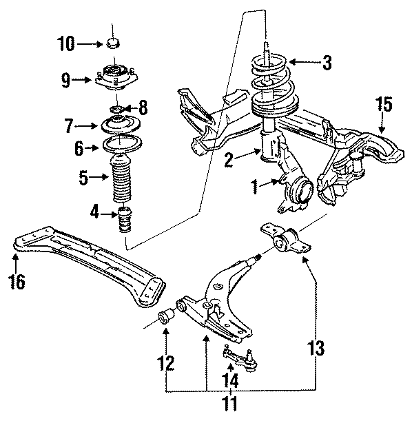 Diagram FRONT SUSPENSION. SUSPENSION COMPONENTS. for your Mazda