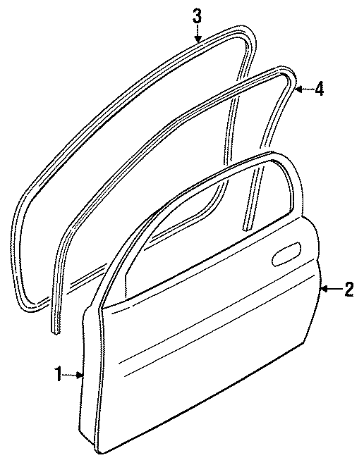 Diagram FRONT DOOR. DOOR & COMPONENTS. for your 1993 Mazda MX-3 1.8L V6 A/T GS Coupe 